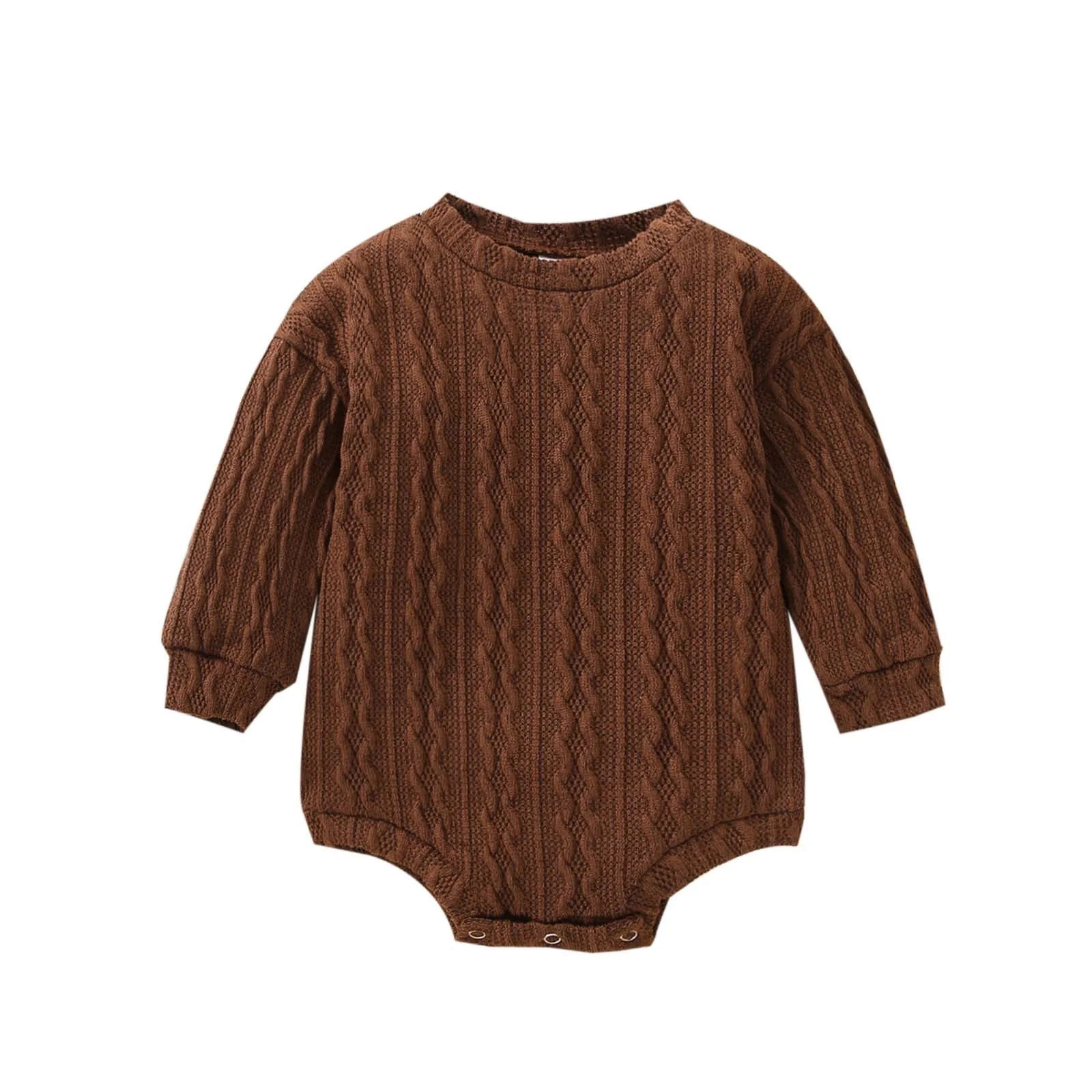 WEIYLL Boys Bodysuits Infant Long Sleeve Solid Pullover Newborn Sweatshirt Brown Kids Romper 0-3 ... | Walmart (US)