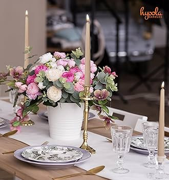 Hyoola 12 Pack Tall Taper Candles - 10 Inch Sahara Beige Dripless, Unscented Dinner Candle - Para... | Amazon (US)