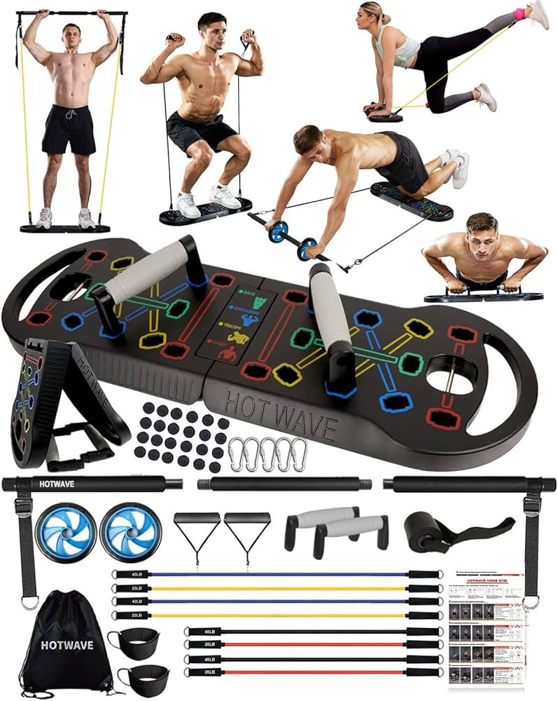 Amazon.com : HOTWAVE Portable Exercise Equipment with 18 Gym Accessories.20 in 1 Push Up Board Fi... | Amazon (US)