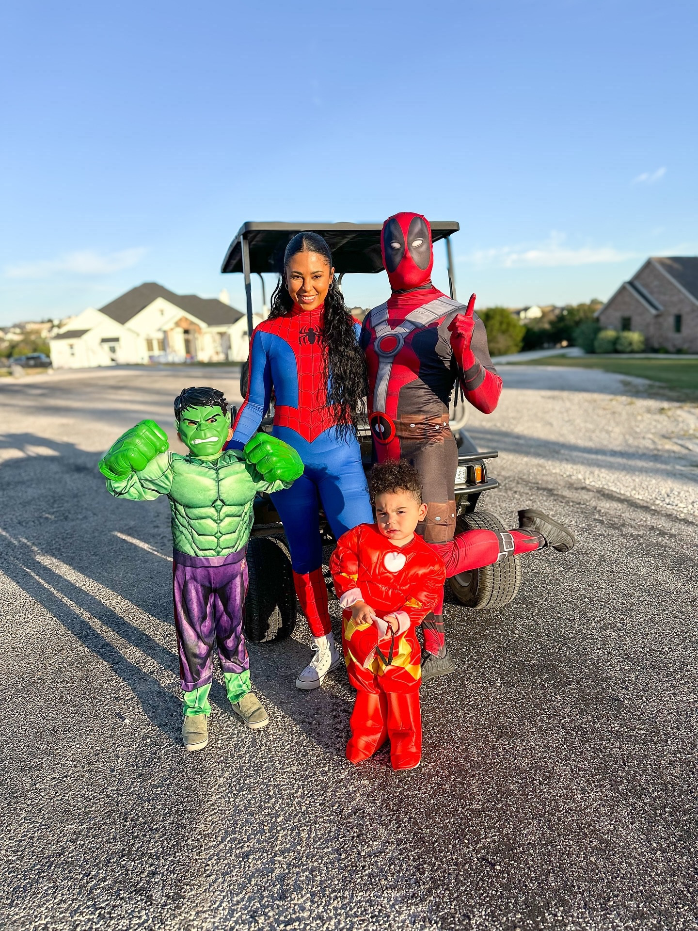 Happy Halloween from your friendly neighborhood superhero family! 💥🎃👻