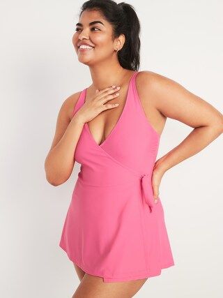 V-Neck Wrap-Front One-Piece Swimsuit Dress for Women | Old Navy (US)