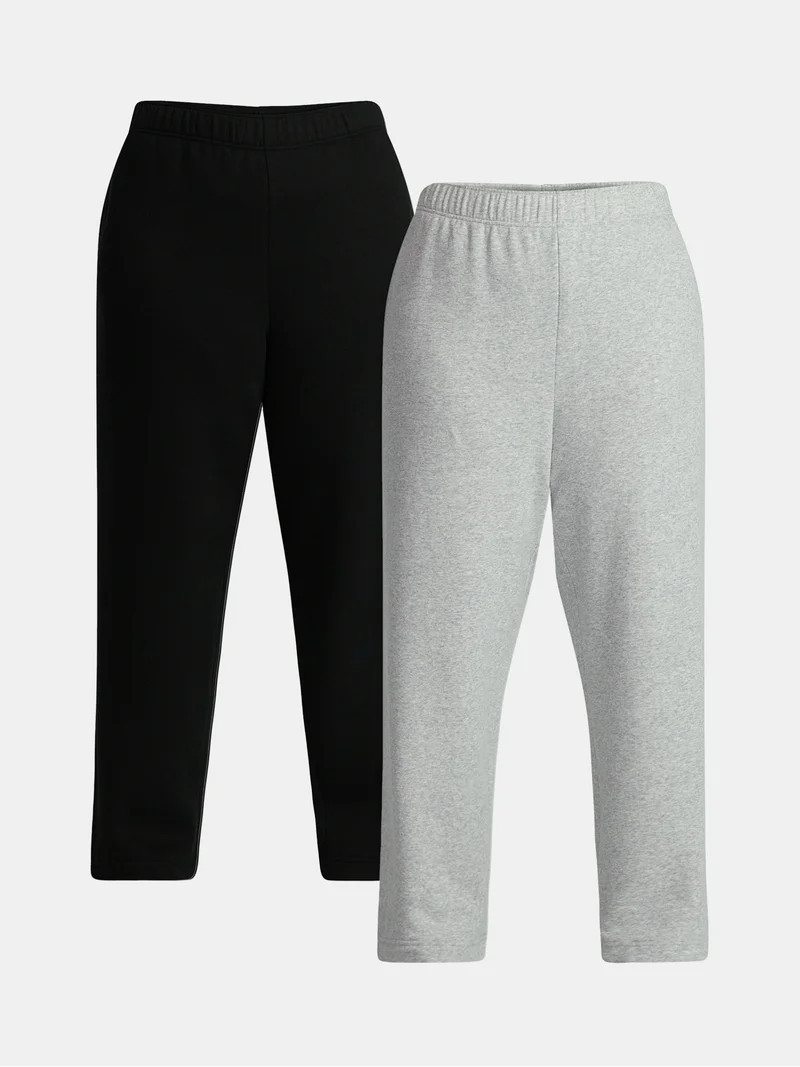 No Boundaries Soft Fleece Wide Leg Pants, 30” Inseam, 1 or 2-Pack, Women’s | Walmart (US)