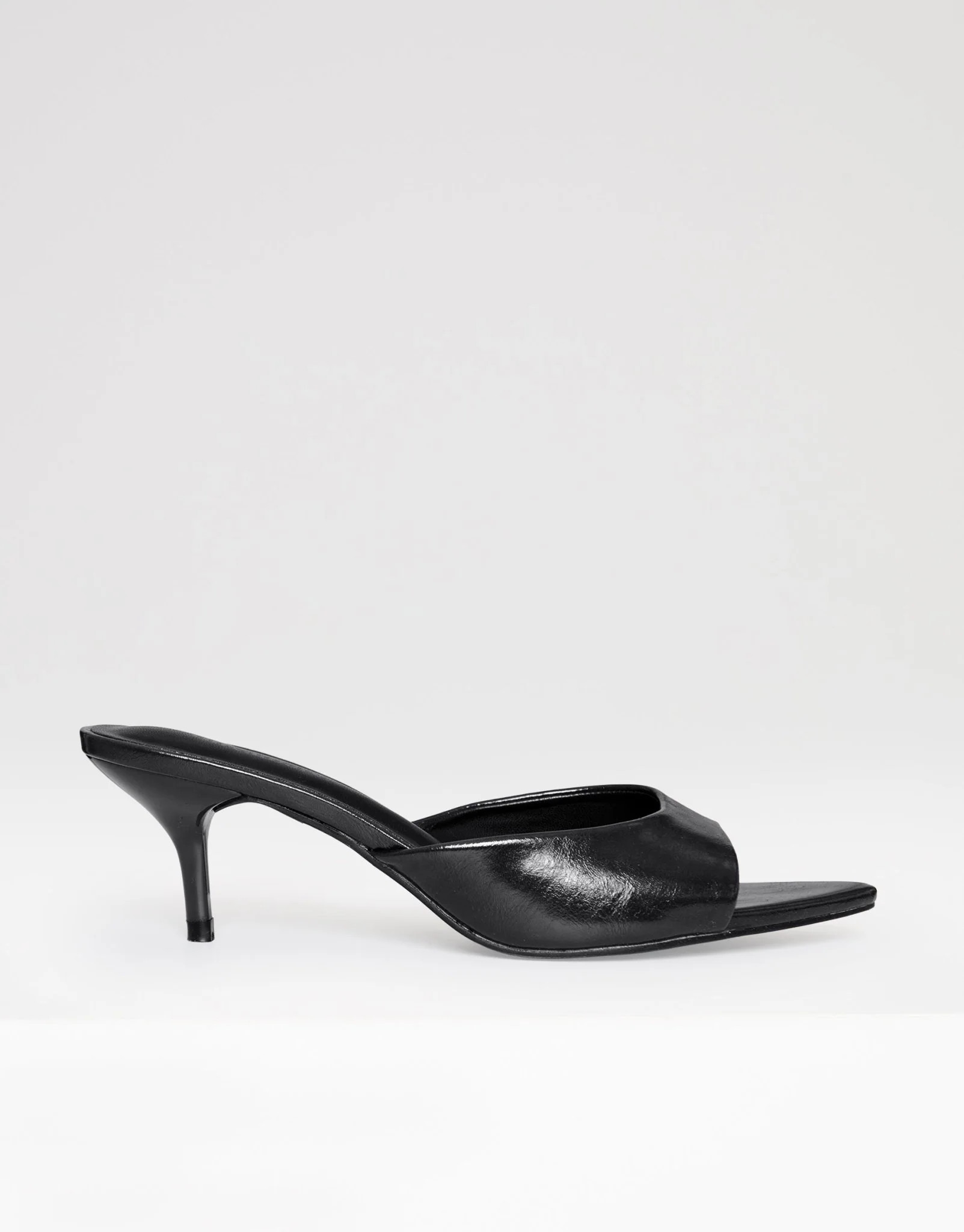 Open Toe Kitten Heels in Black | Threadbare UK