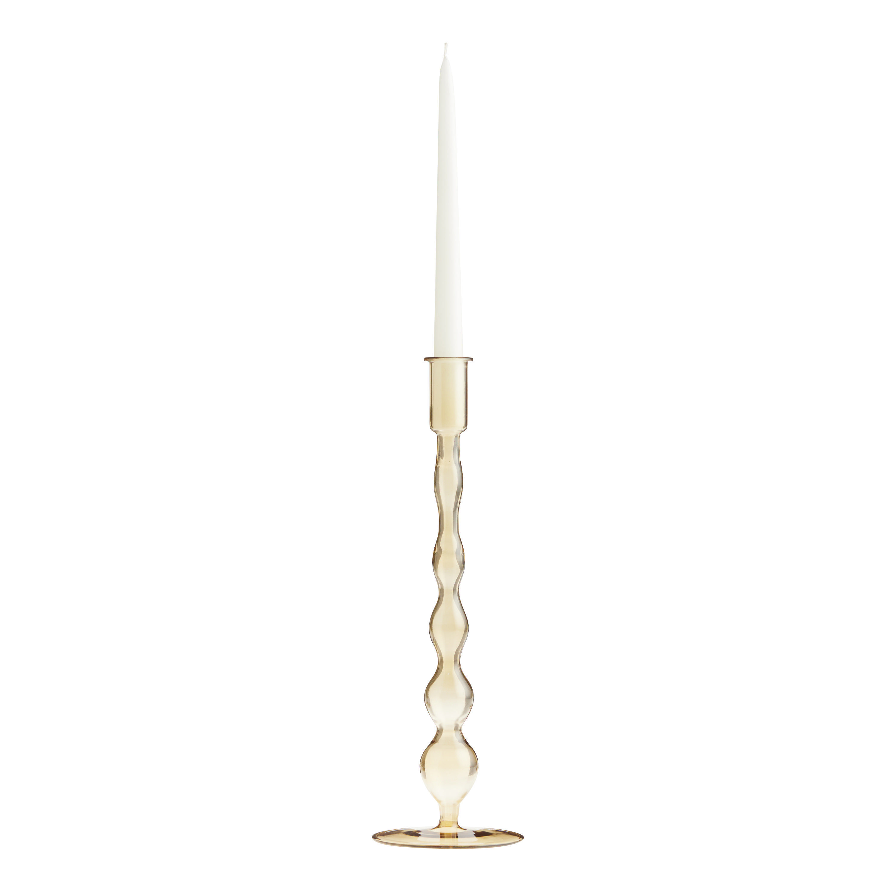 Tall Amber Glass Taper Candle Holder | World Market