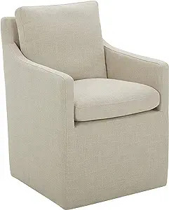 Amazon Brand – Stone & Beam Vivianne Modern Upholstered Dining Chair with Casters, 24.4"W, Line... | Amazon (US)