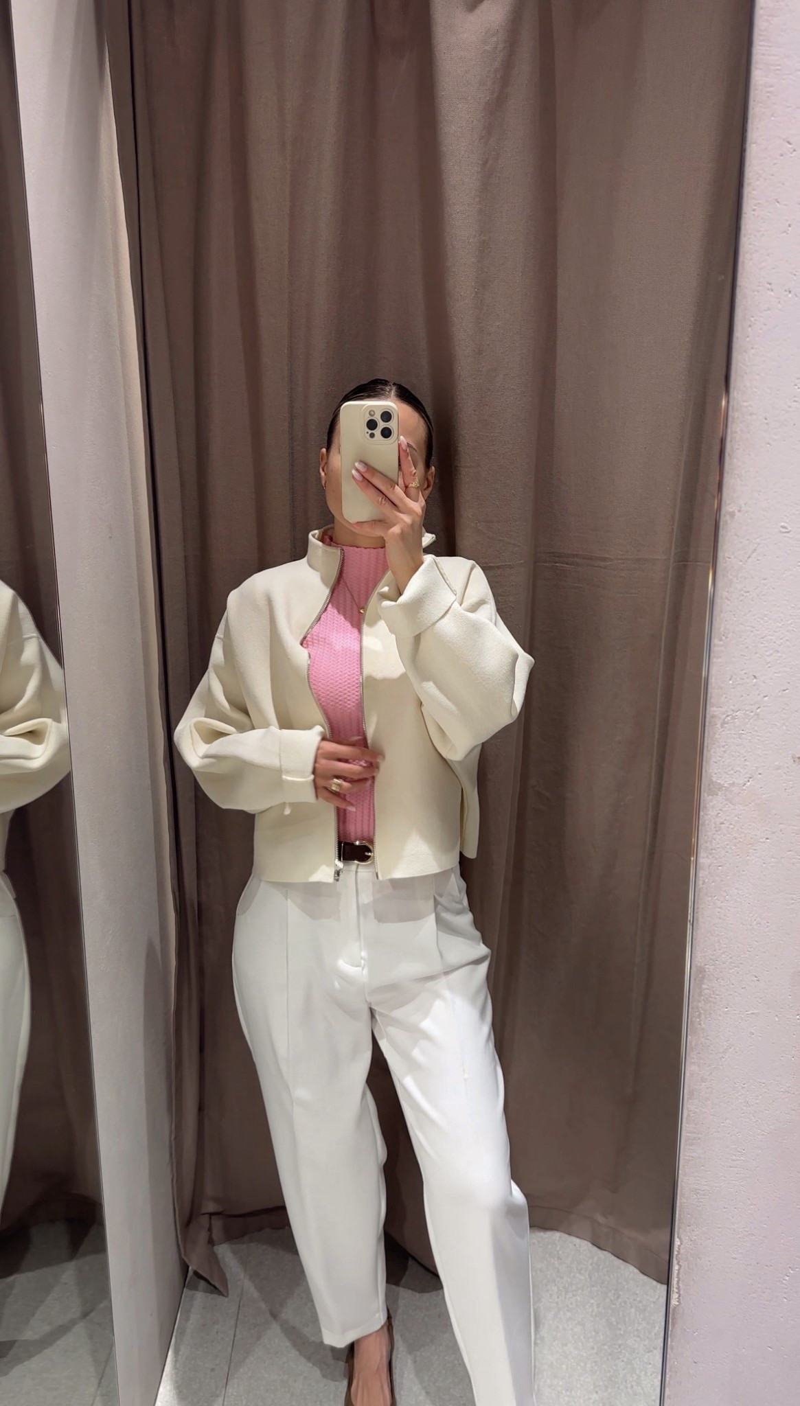 Zara spring outfit 🤍

Loving this zip-up knit cardigan, and the pink top is giving the sweetest spring vibes 🩷

Tailored trousers, office outfit, neural spring outfit 

#LTKFashionMonth 

#LTKworkwear #LTKspring