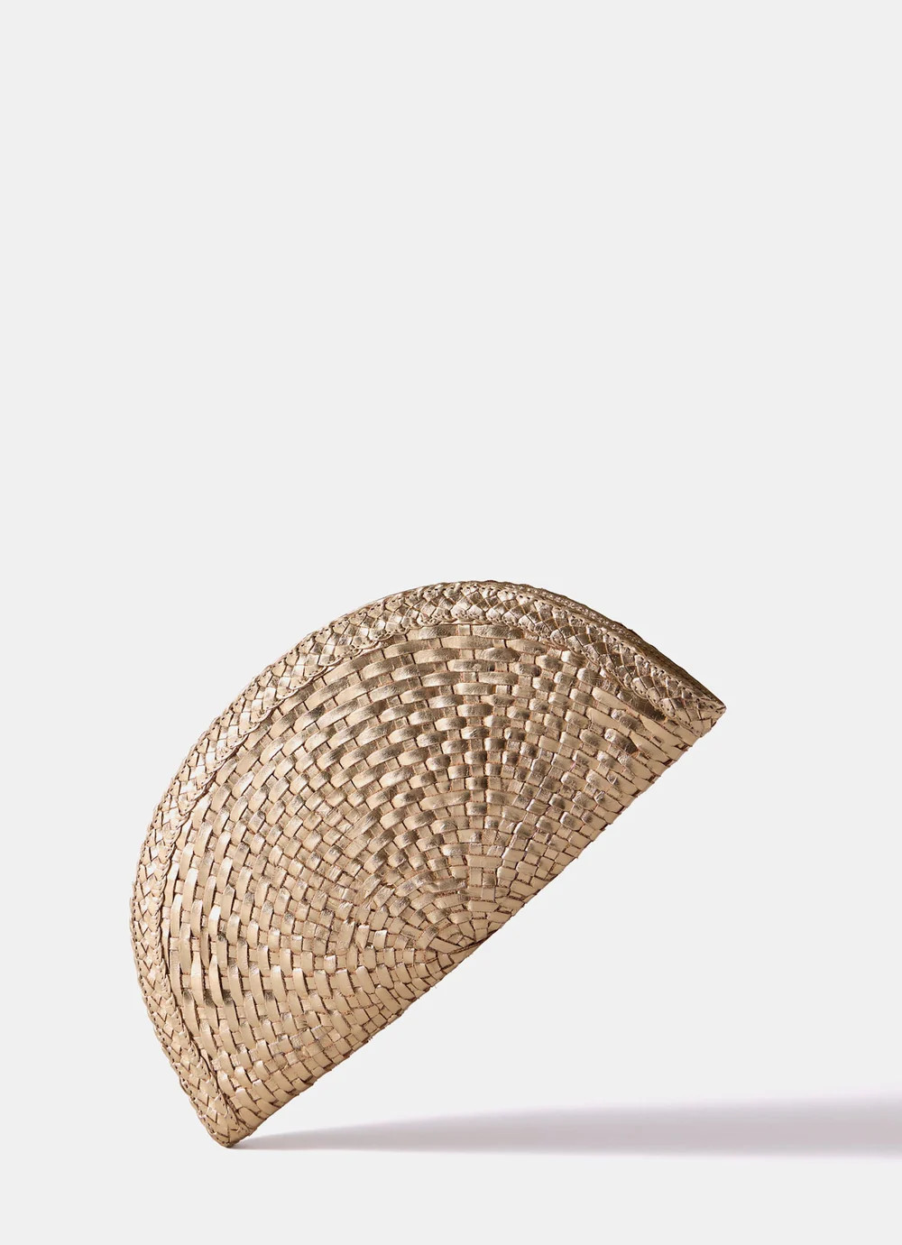 Bea Gold Leather Woven Clutch | Mint Velvet