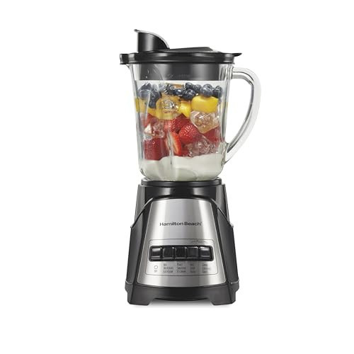 Hamilton Beach Power Elite Wave Action Blender For Smoothies, 40 Oz Glass Jar, 12 Functions Including Puree, Crush Ice, 700 Watts - Black (58148A) | Amazon (US)