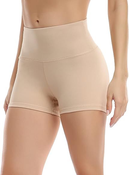 CHRLEISURE Workout Booty Spandex Shorts for Women, High Waist Soft Yoga Shorts | Amazon (US)