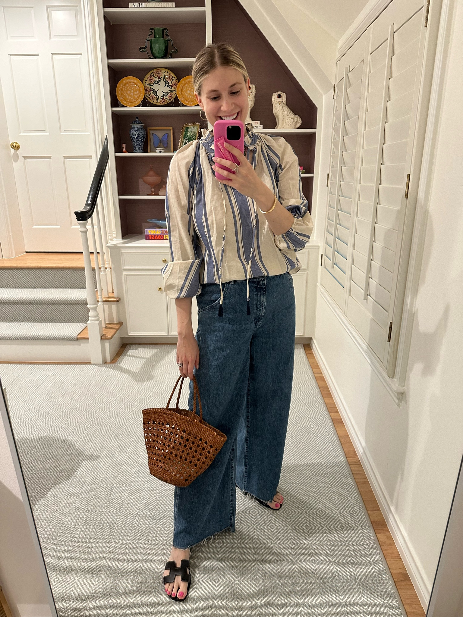 My outfit the other day! We are shopping out closet post partum and nice to put on some pants that aren’t leggings! These are jeans I got from shopbop a year ago but linked some other wide leg denim options. My blouse is currently on sale and a fun one to transition into our Texas fall! 

#LTKStyleTip