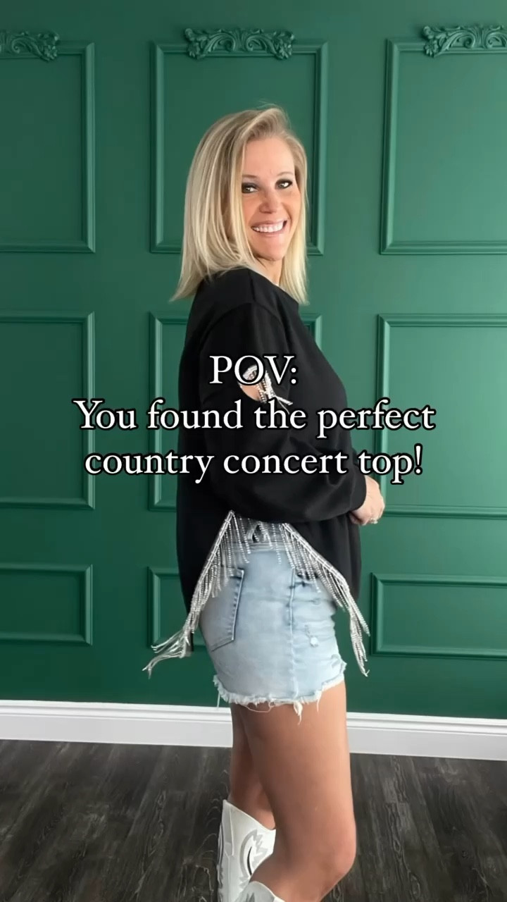 Country Concert ready!! This top is so dang cute and unique with its asymmetrical hem and crystal fringe & it is so versatile to - you can wear it with jeans, shorts, a skirt, leggings and it is perfect! 
• country concert outfit •

#LTKfindsunder50 #LTKstyletip #LTKFestival