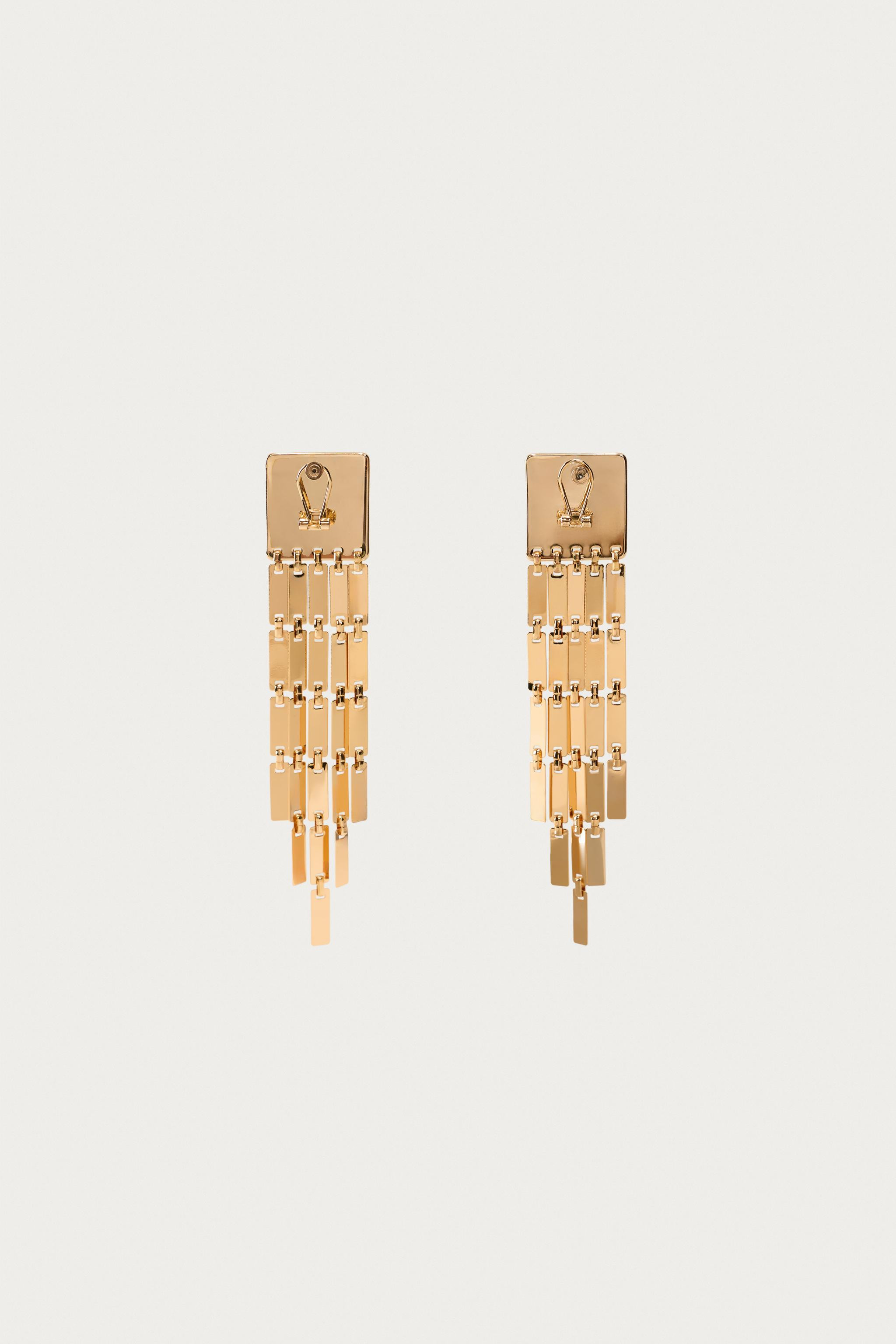 MARISA BERENSON X ZARA FRINGED SQUARE EARRINGS | Zara US