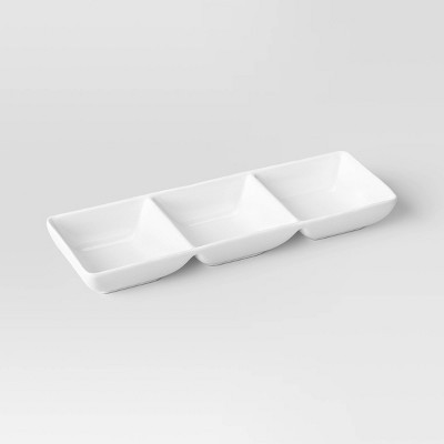 Porcelain 3-Section Divided Serving Tray White - Threshold™: Party Platter, Rectangle, Oven & M... | Target