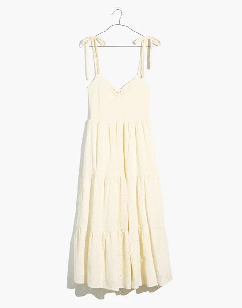 Eyelet Lucie Tie-Strap Tiered Midi Dress | Madewell