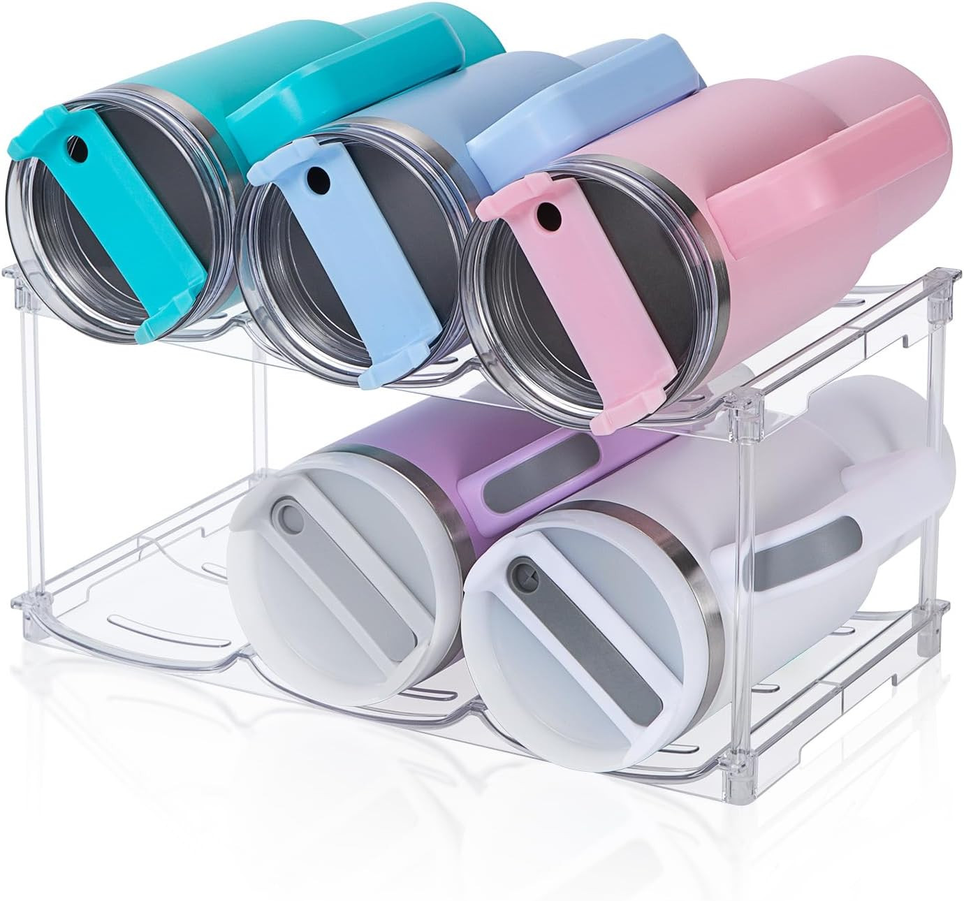 Stackable Water Bottle Organizer for Stanley 40 oz Tumbler, Water Bottle Holder for Cabinet, Pant... | Amazon (US)