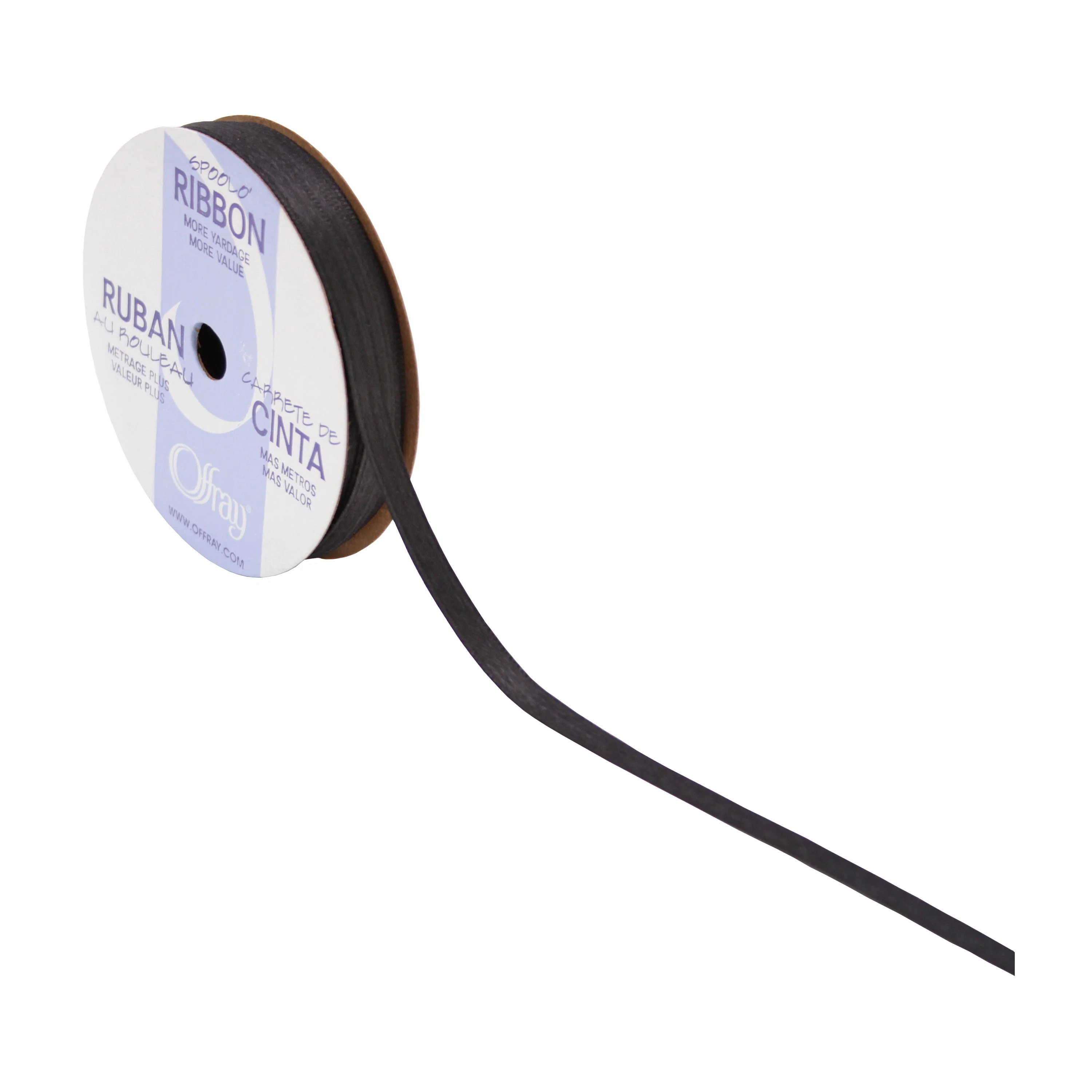 Offray 0.25"x10 Yd Double Face Satin Ribbon-Black | Walmart (US)