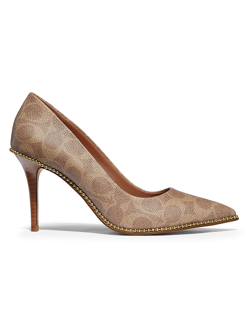 Women's Waverly Bead-Trim Signature Coated Canvas Pumps - Tan - Size 5.5 | Saks Fifth Avenue