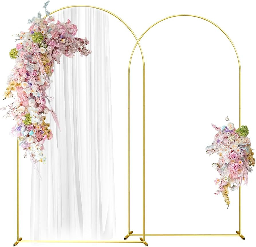 Wedding Arch Backdrop Stand Set of 2 Aluminum Gold Arched Frame (7.2FT, 6.6FT) for Birthday Party... | Amazon (US)