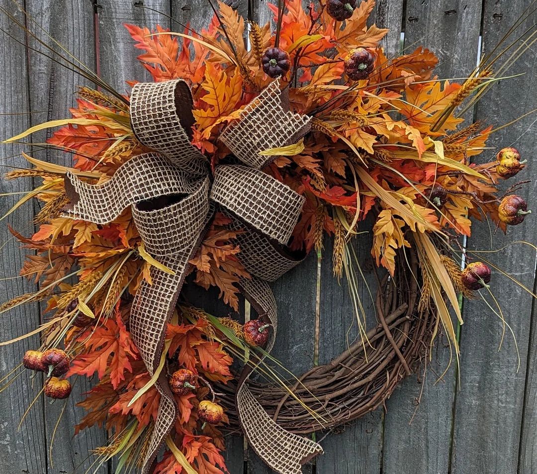 Fall Wreath Wreath for Fall / Autumn Harvest Pumpkin Fall - Etsy | Etsy (US)