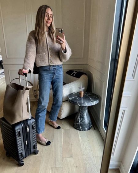 Fashion Jackson travel outfit. Cardigan is Celine. Linked similar options. Jeans are true to size  

#LTKstyletip #LTKover40 #LTKtravel