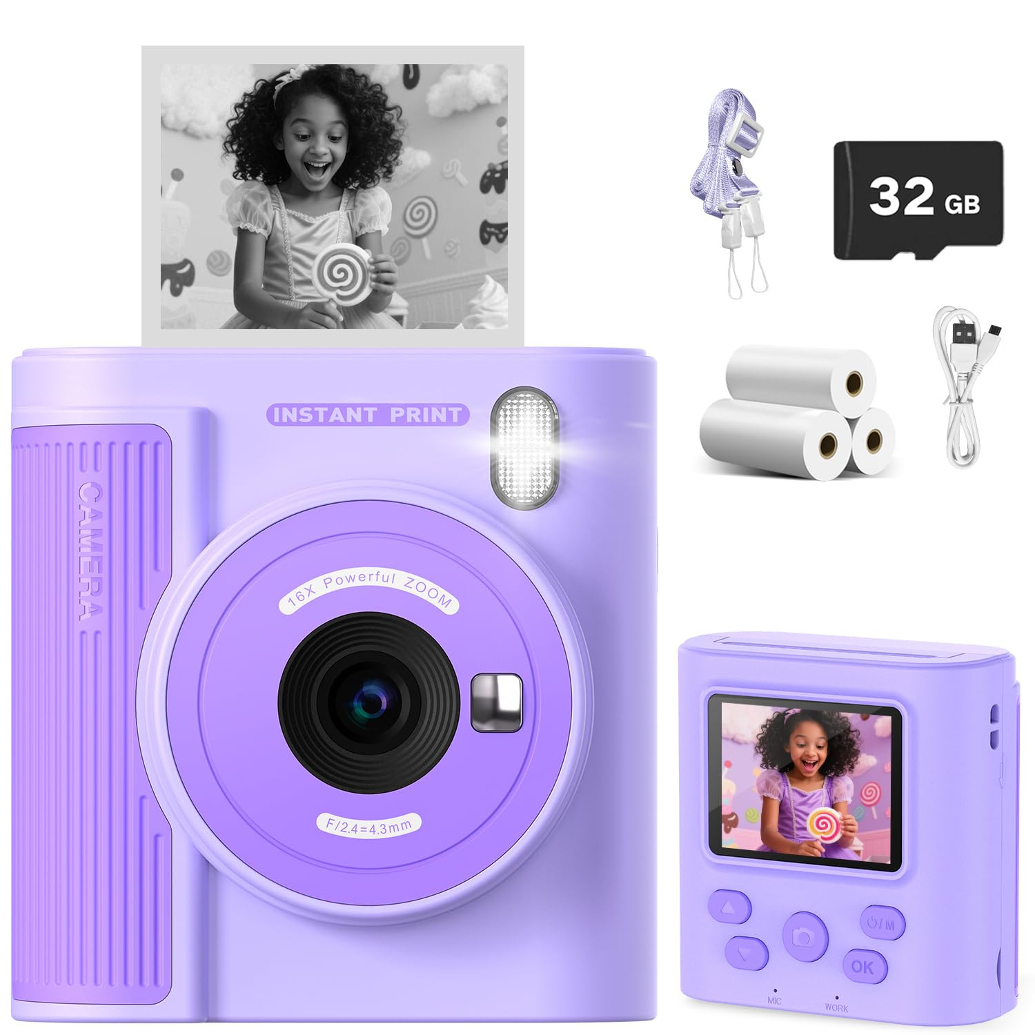 Upgrade Kids Camera Instant Print for Ages 3-12, Portable Instant Print Camera with HD Digital Vi... | Amazon (US)