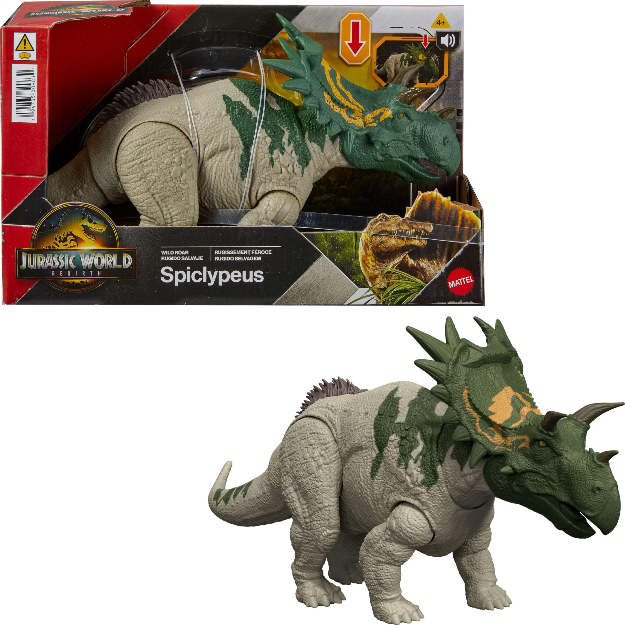 Mattel Jurassic World Rebirth Wild Roar Dinosaur Toy, Spiclypeus Posable Figure, Tail-Controlled ... | Amazon (US)