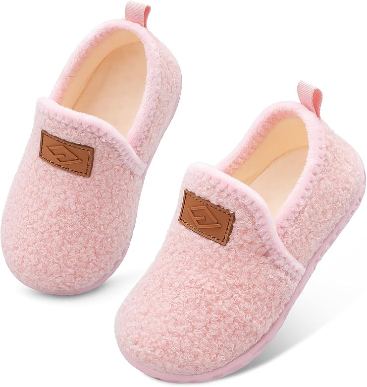 Lefflow Toddler Slippers Boys Girls Soft Plush House Slippers Cozy Outdoor Walking Shoes | Amazon (US)