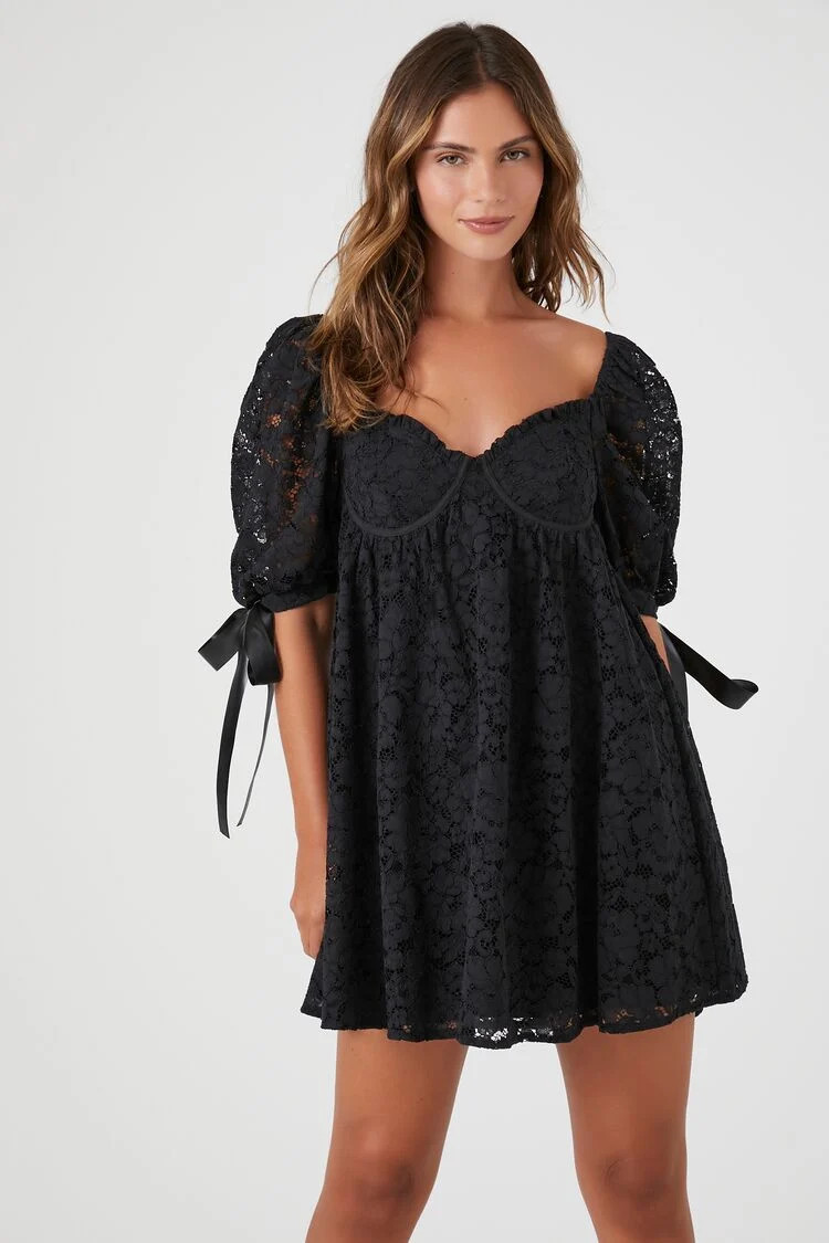 Floral Lace Babydoll Mini Dress | Forever 21 (US)