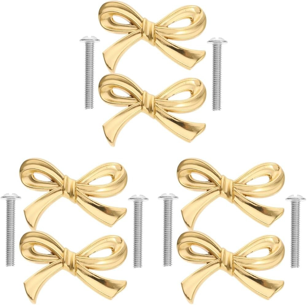DOITOOL Brass Bow Shape Cabinets Knobs Gold Drawer Pulls Decorative Bow Knobs Cupboard Pull Handl... | Amazon (US)