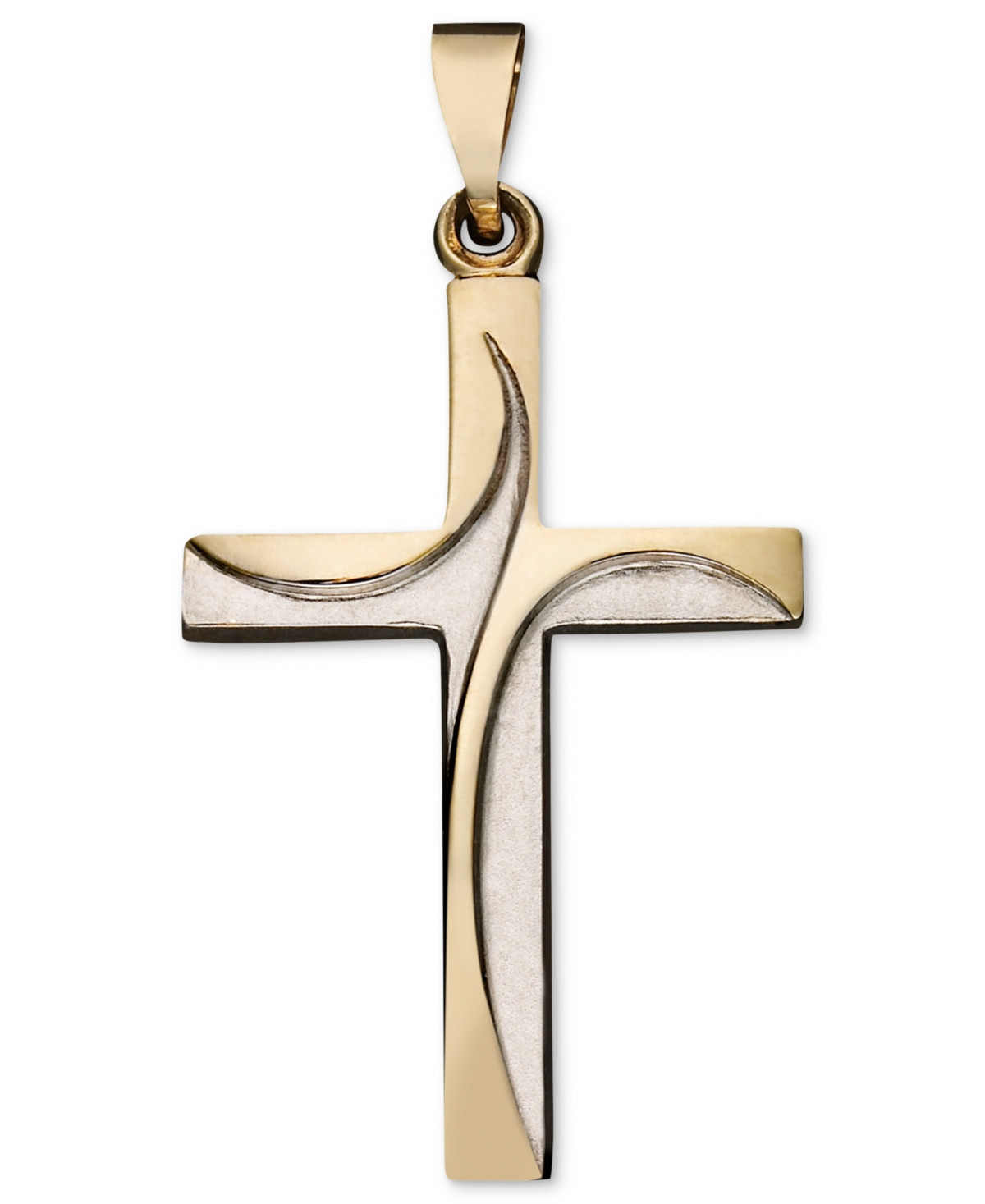 Swirl Cross Pendant in 14k Yellow and White Gold - Gold | Macy's