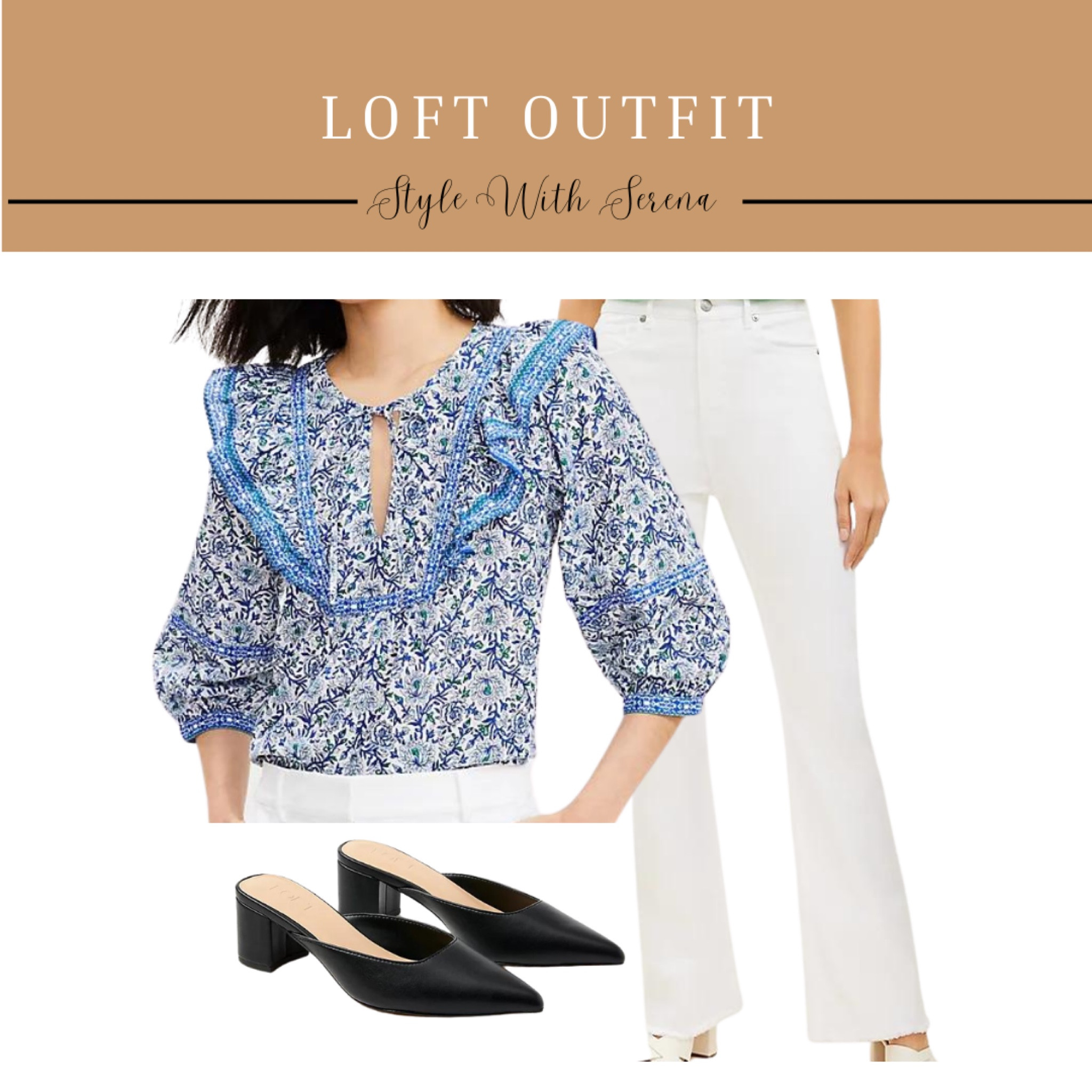 Loft outfit, ruffle blouse, blouse, white jeans, white denim, heels, teacher outfit 

#LTKFindsUnder100 #LTKSeasonal #LTKStyleTip