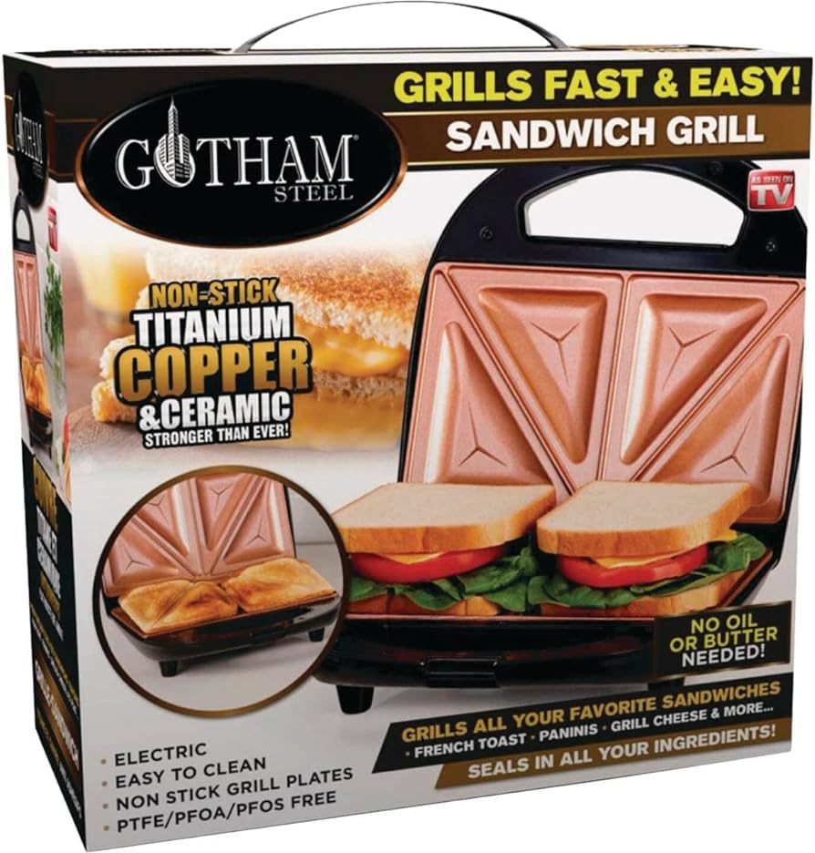 Gotham Steel Nonstick Panini Press Sandwich Maker, 2in1 Breakfast Sandwich Maker Grill / Sandwich... | Amazon (US)