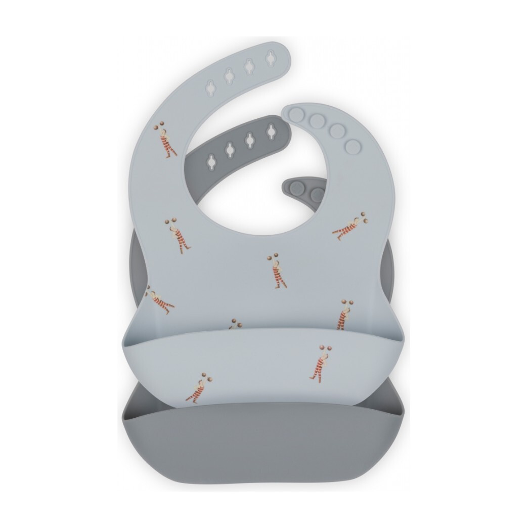 2 Pack Silicone Bib, Strong Man/Quarry Blue | Maisonette