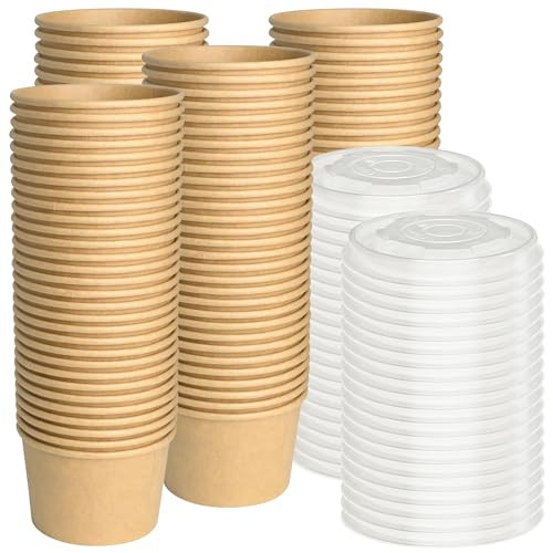 ESSENTIAL Paper Ice Cream Cups with Lids, 120 Pcs 8oz Paper Snack Bowls | Amazon (US)