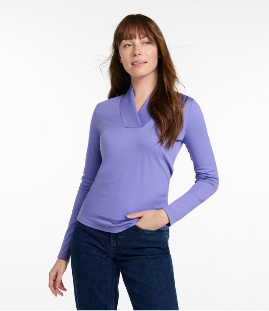 Women's Pima Cotton Tee, Shawl Long-Sleeve Dusty Purple Large, Supima Cotton Pima L.L.Bean | L.L. Bean