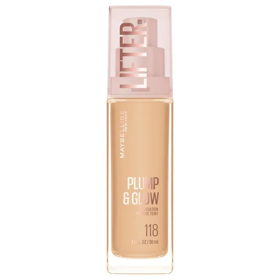 Maybelline Lifter Plump & Glow Foundation, Hyaluronic Acid, 118 Warm, 1 Piece | Walmart (US)