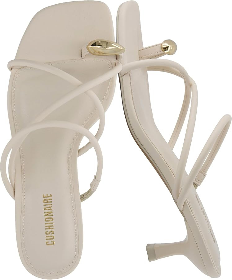 CUSHIONAIRE Maui Strappy Womens Sandals with Kitten Heels \u2013 Vegan Leather Slip On Dress Sand... | Amazon (US)