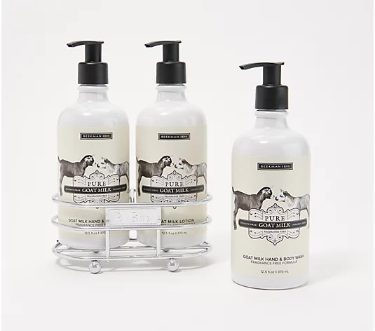 Beekman 1802 Goat Milk Hand Wash & Lotion Metal Caddy Duo | QVC