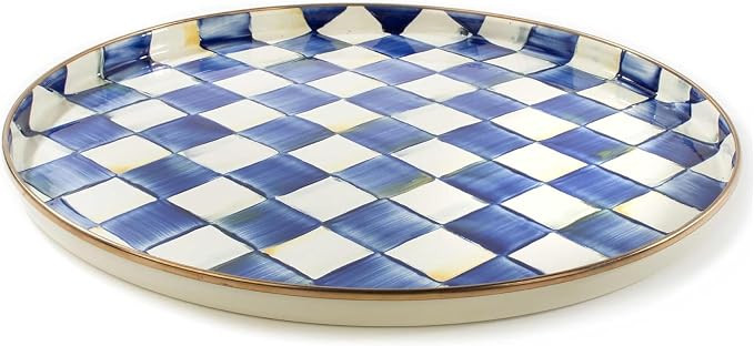 MACKENZIE-CHILDS Enamel Round Tray, Unique Serving Platter for Food and Drinks, Blue-and-White Ro... | Amazon (US)
