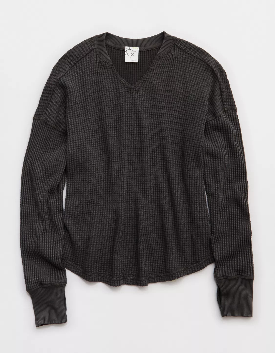 OFFLINE By Aerie Wow! Waffle Notch Neck Long Sleeve T-Shirt | Aerie