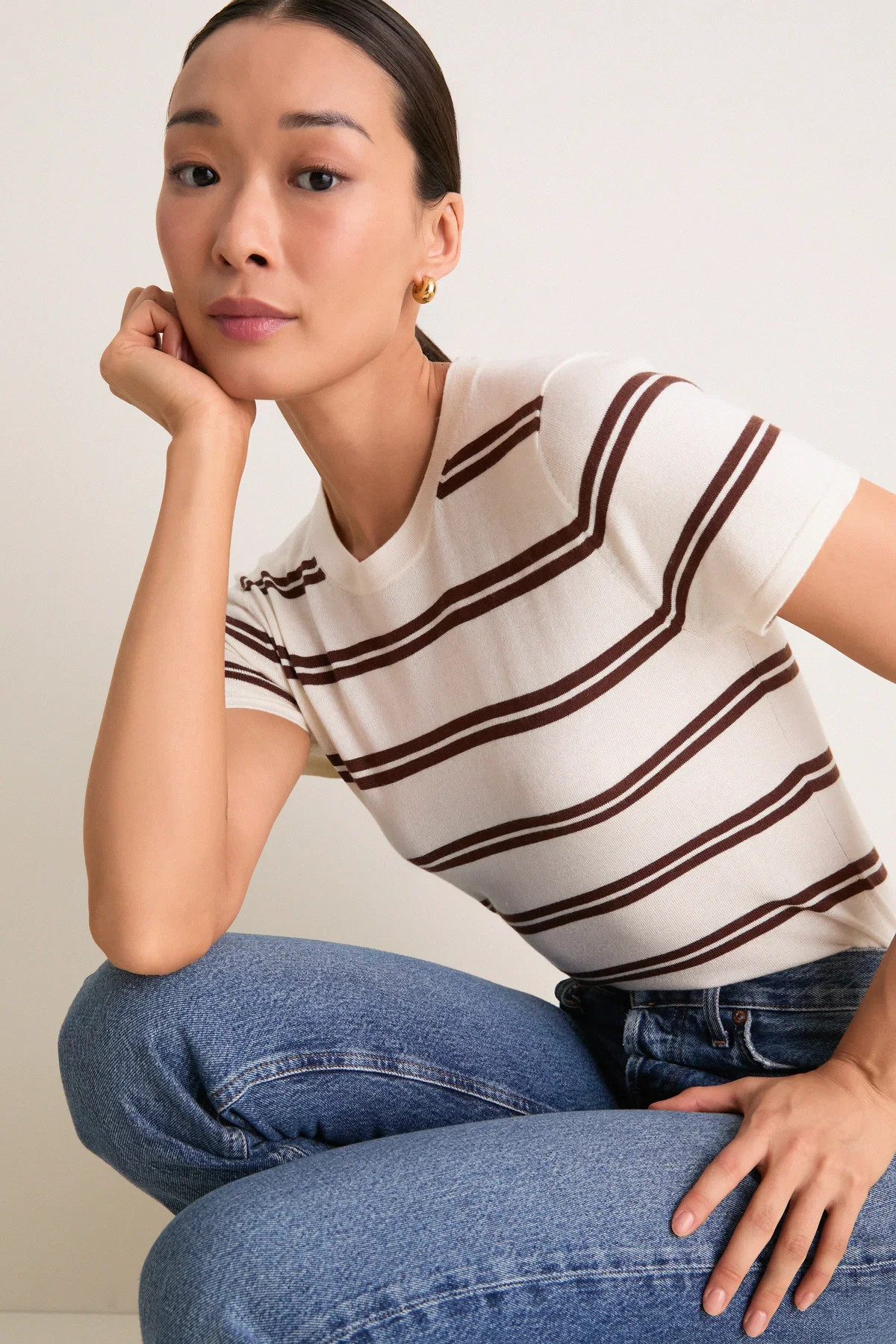 Olive Cashmere Silk Katie Tee | Tuckernuck (US)