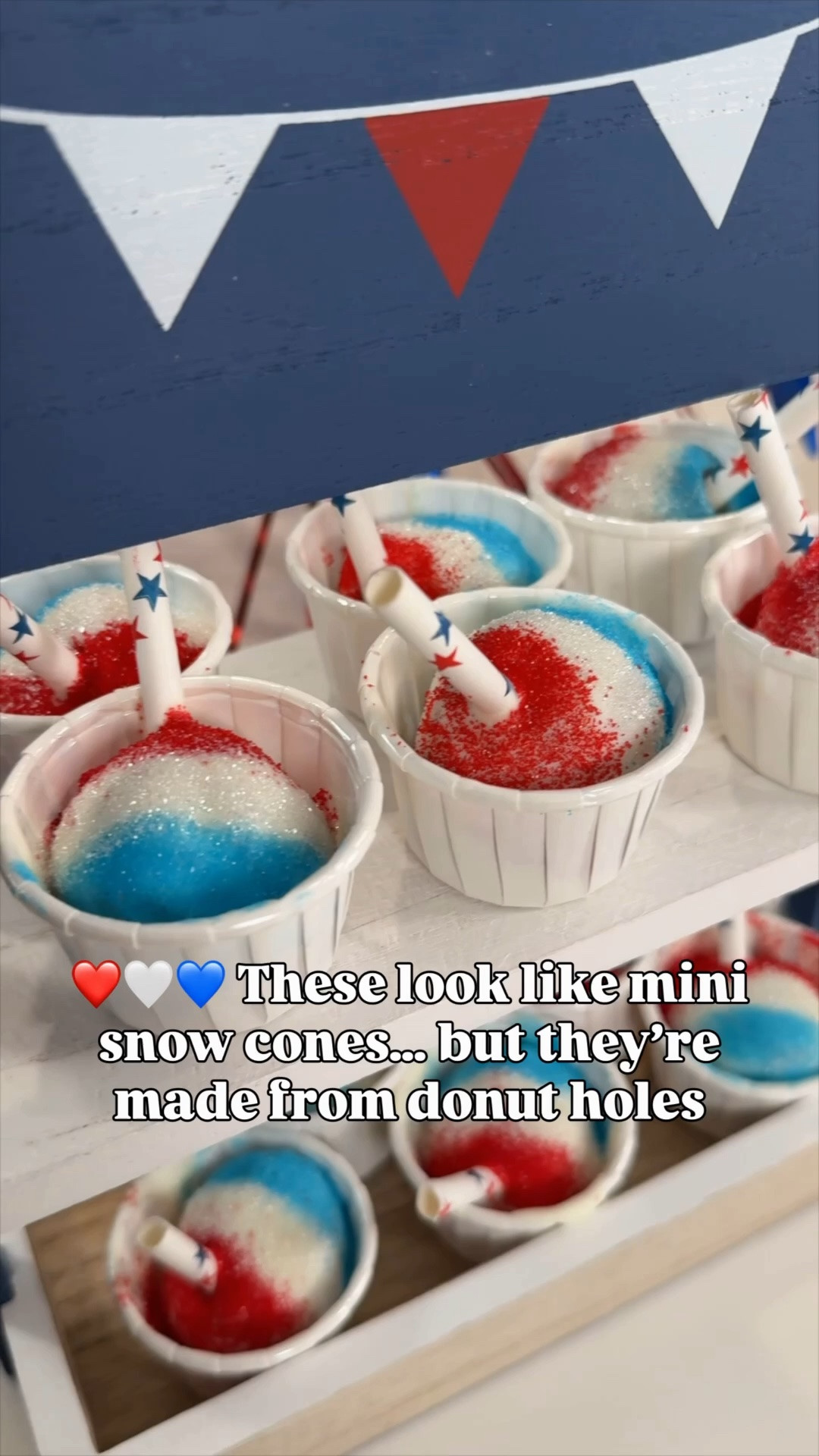 🍧🍩 Skip the complicated party desserts… these Snow Cone Donut Holes are about to be the star of your 4th of July spread ❤️🤍💙

Made with donut holes, white chocolate, festive sanding sugar, and a mini straw, they look just like tiny snow cones and take minutes to put together! ✨

Perfect for the 4th of July, summer parties, BBQs, and pool days ☀️🎆

Save this idea now because everyone is going to ask how you made them! 🍩🍧

#LTKSummerEdit #LTKParties #SummerTreats #FourthOfJulyFood #PartyFoodIdeas #EasyDessert

#LTKHome #LTKSeasonal #LTKfoodie