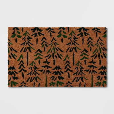 1'6"x2'6" Christmas Tree Coir Doormat Green - Threshold™ | Target