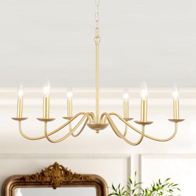 ADSENSTY Gold Chandelier for Dining Room, 6-Light Modern Farmhouse Chandelier Ceiling Light Fixtu... | Amazon (US)