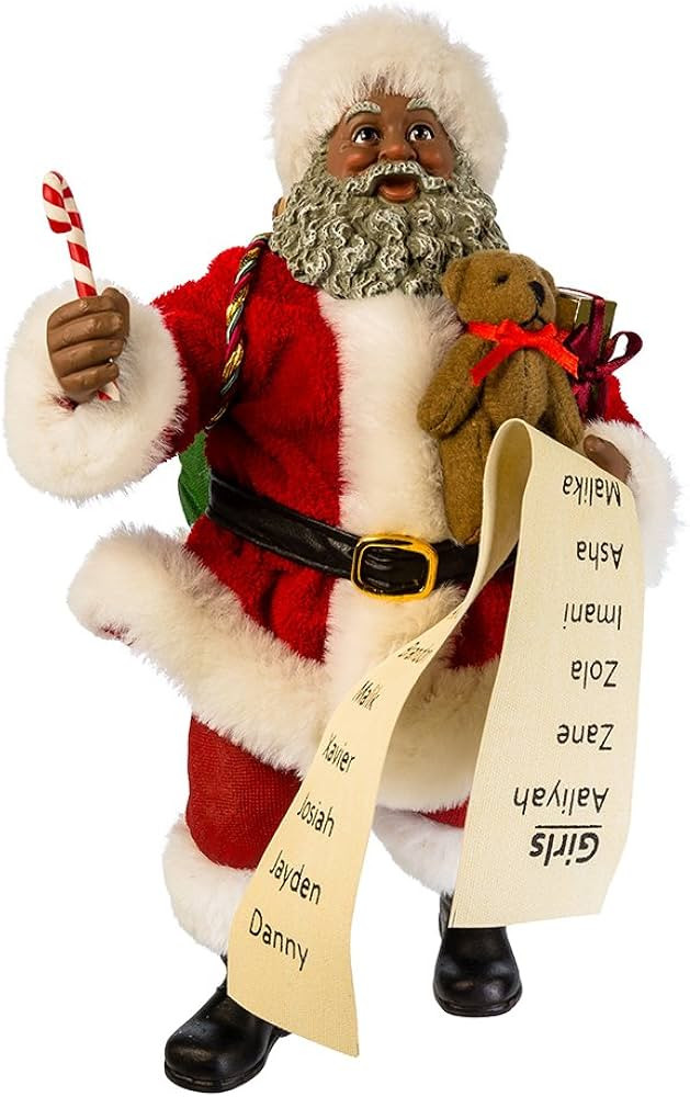 Kurt Adler 10.5" Fabriche' Black Santa with List and Candy Cane | Amazon (US)