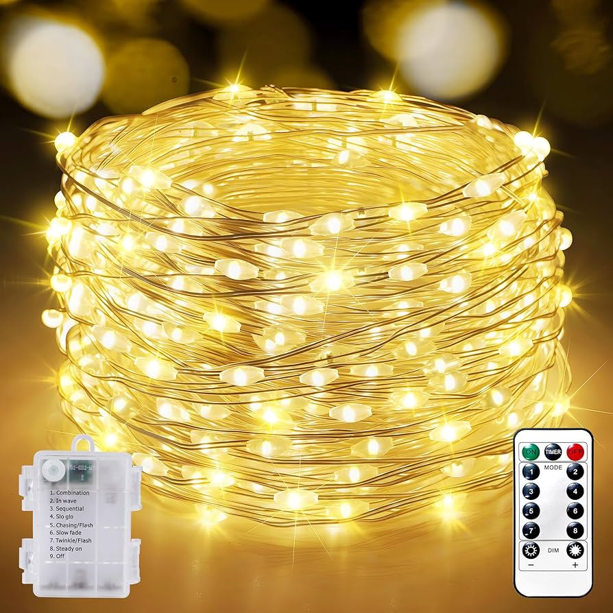 XURISEN 99FT Fairy Lights Battery Operated, 300LED Twinkle String Lights with 8 Modes & Timer Mem... | Amazon (US)
