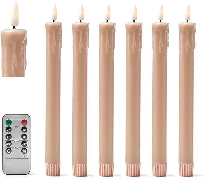glowiu Flameless Candles with Remote Battery Operated Candlesticks Set of 6(H9.5 x D0.87) led Tap... | Amazon (US)