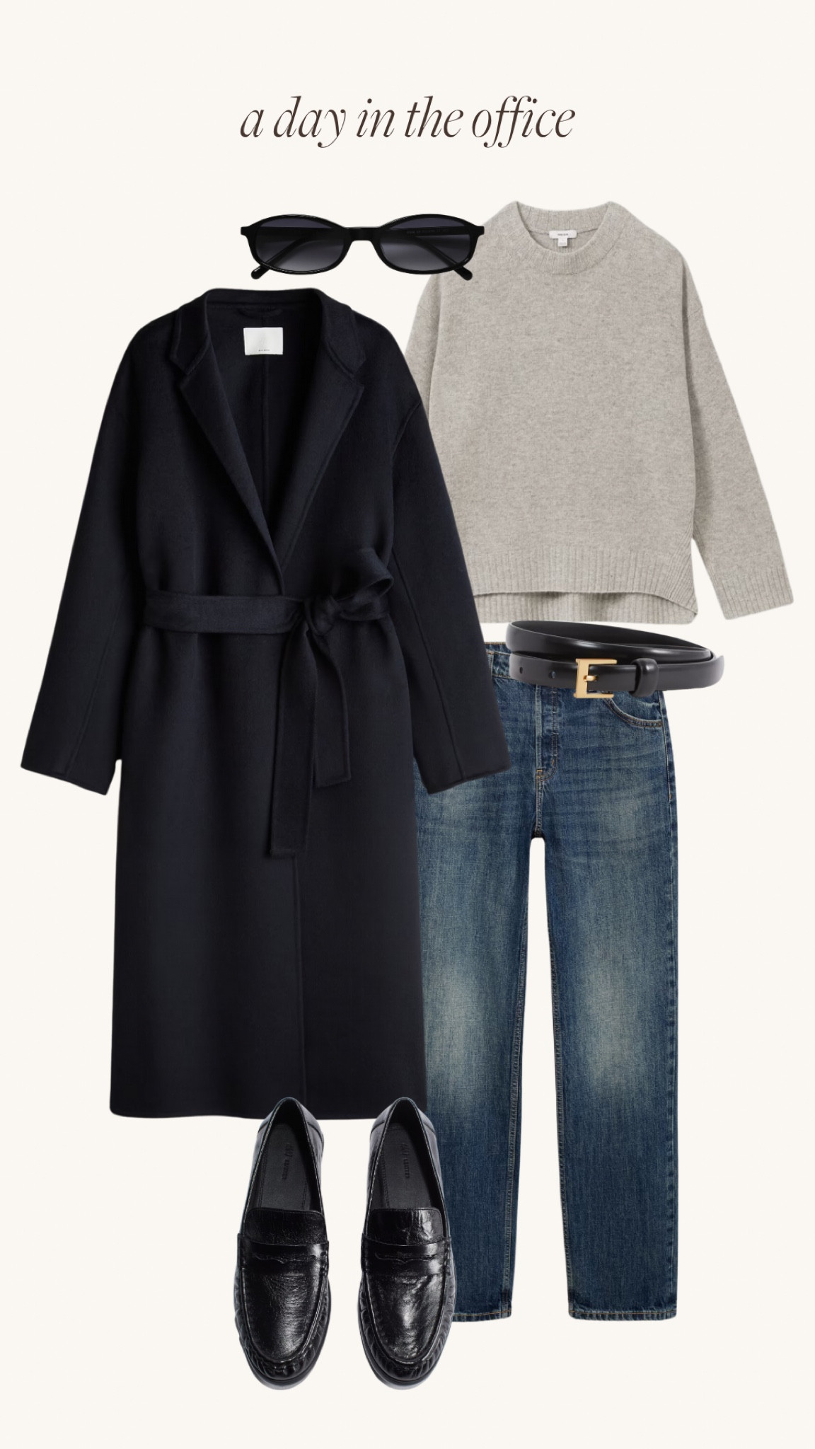 Chic office outfit inspiration! Love this navy tie belt coat from H&M 

#LTKworkwear #LTKstyletip #LTKwinter