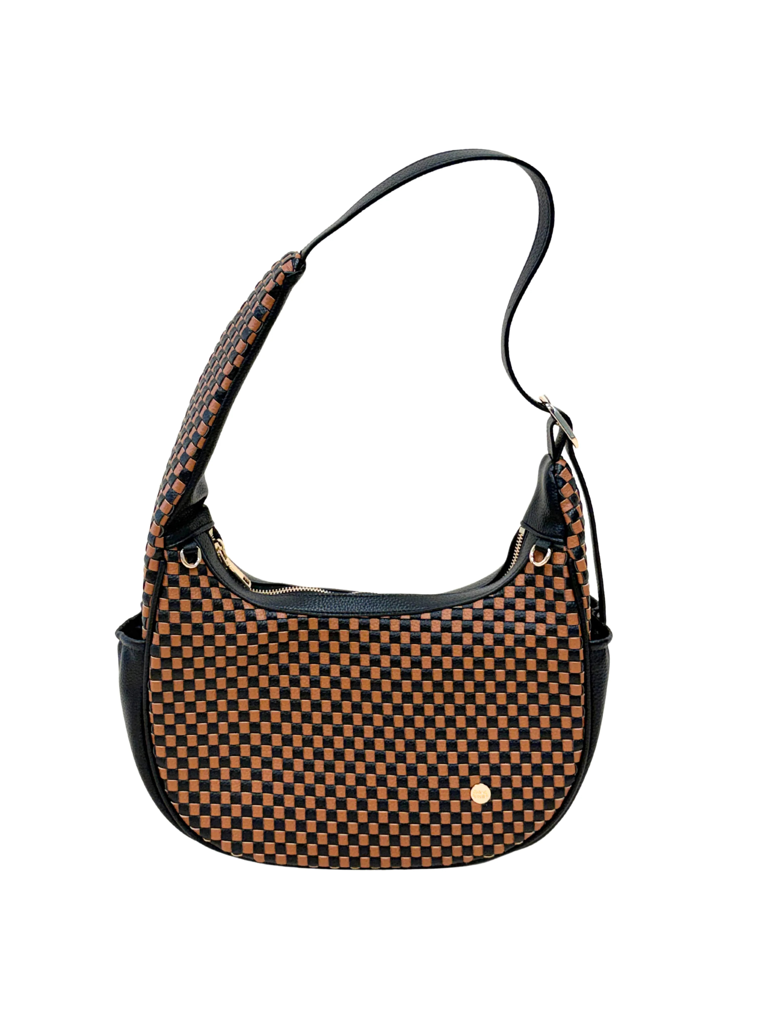 Gold Blush Woven Everyday Shoulder Bag – Vegan Leather Adjustable Stra | The Gold Blush