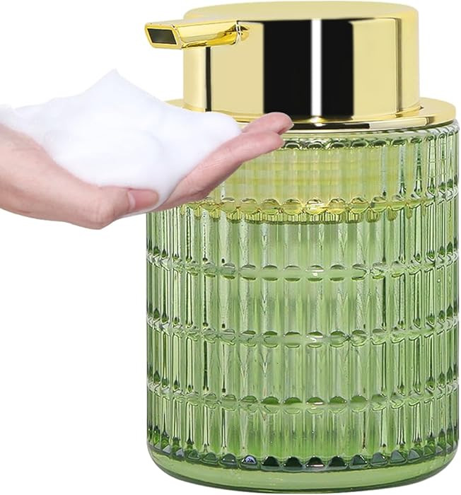 Tonxus Green Foaming Soap Dispenser, Glass Foam Hand Soap Dispenser with Gold Pump, 10 Oz Refilla... | Amazon (US)